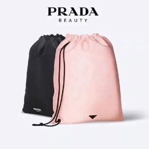 Prada Black and Pink Drawstring Backpacks